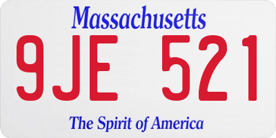 MA license plate 9JE521