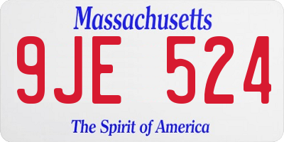MA license plate 9JE524