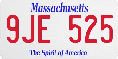 MA license plate 9JE525