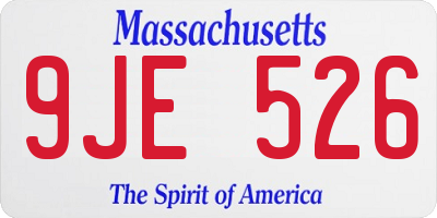 MA license plate 9JE526