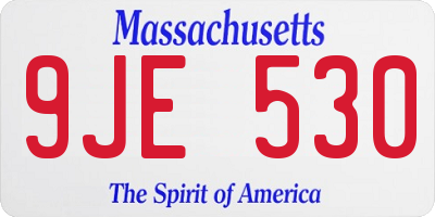 MA license plate 9JE530