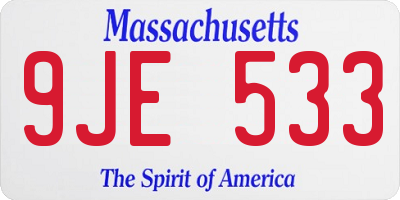 MA license plate 9JE533