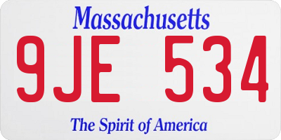 MA license plate 9JE534