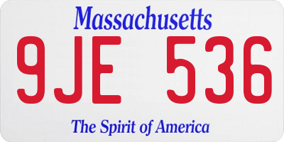 MA license plate 9JE536