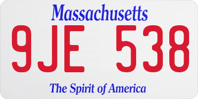 MA license plate 9JE538