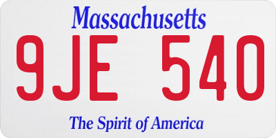 MA license plate 9JE540