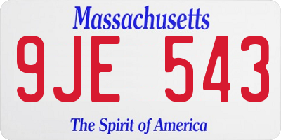 MA license plate 9JE543