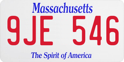 MA license plate 9JE546