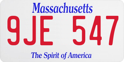 MA license plate 9JE547