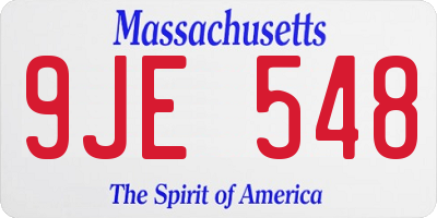 MA license plate 9JE548