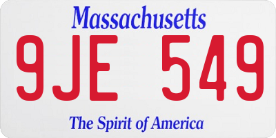 MA license plate 9JE549