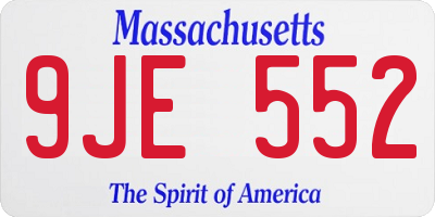 MA license plate 9JE552