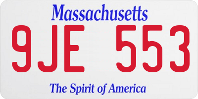MA license plate 9JE553