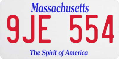 MA license plate 9JE554