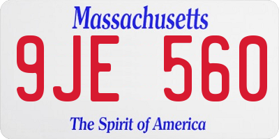 MA license plate 9JE560