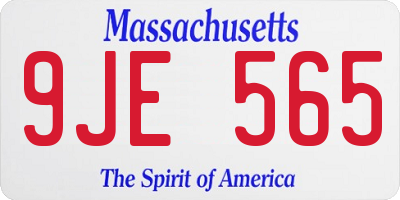 MA license plate 9JE565