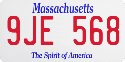 MA license plate 9JE568