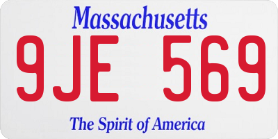 MA license plate 9JE569