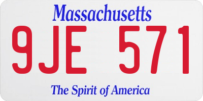 MA license plate 9JE571