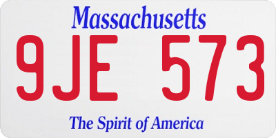 MA license plate 9JE573