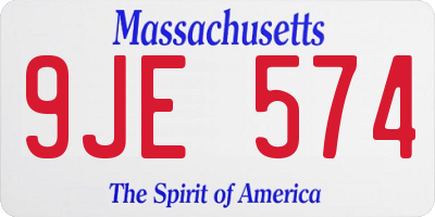 MA license plate 9JE574