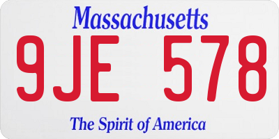 MA license plate 9JE578