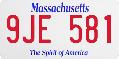 MA license plate 9JE581