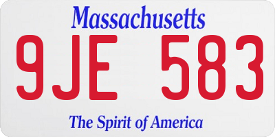 MA license plate 9JE583