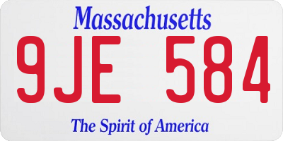 MA license plate 9JE584