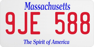 MA license plate 9JE588