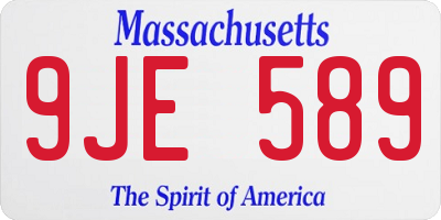 MA license plate 9JE589