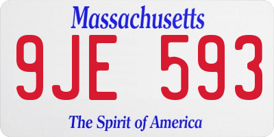 MA license plate 9JE593