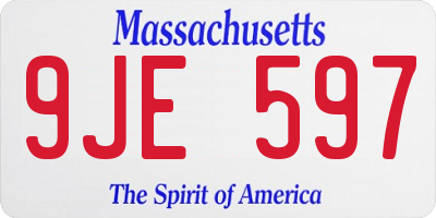 MA license plate 9JE597