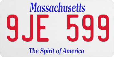 MA license plate 9JE599