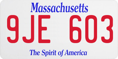 MA license plate 9JE603