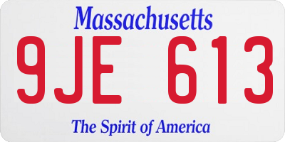 MA license plate 9JE613