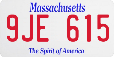 MA license plate 9JE615