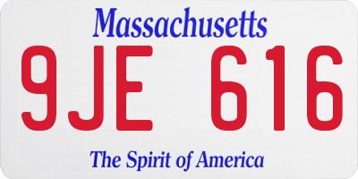 MA license plate 9JE616