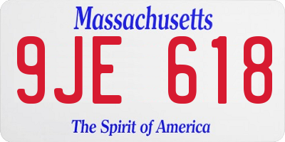 MA license plate 9JE618