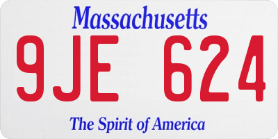 MA license plate 9JE624
