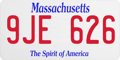 MA license plate 9JE626