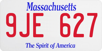 MA license plate 9JE627