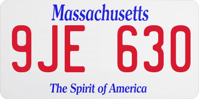 MA license plate 9JE630