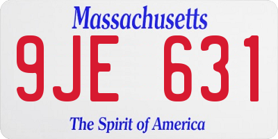 MA license plate 9JE631