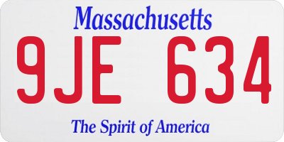 MA license plate 9JE634