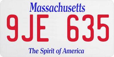 MA license plate 9JE635