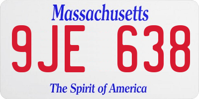 MA license plate 9JE638