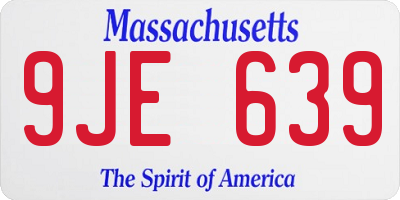 MA license plate 9JE639