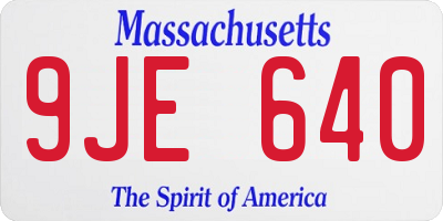 MA license plate 9JE640