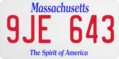 MA license plate 9JE643